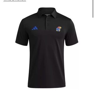 Adidas Black Polo Shirt with Kansas Logo